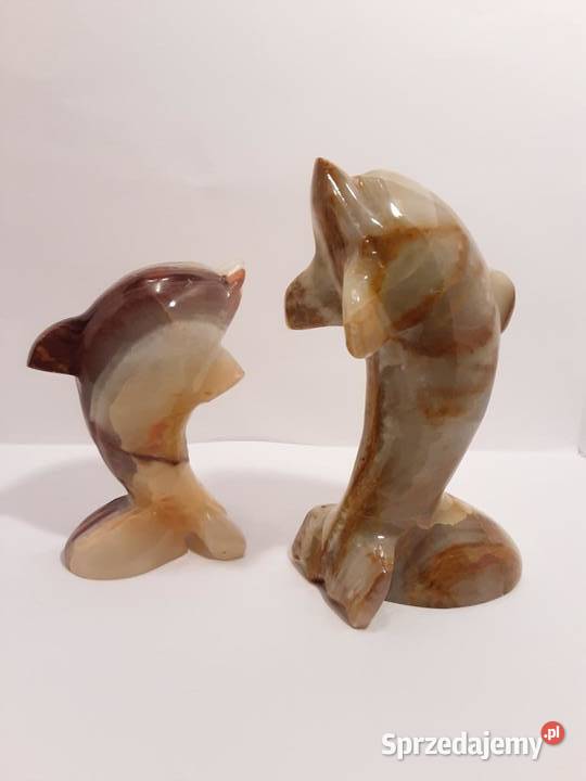 Zestaw 2 figurek delfiny z marmuru