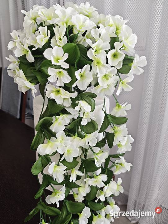 Petunia zwisająca biała sztuczny kwiat żywy sprzedam
