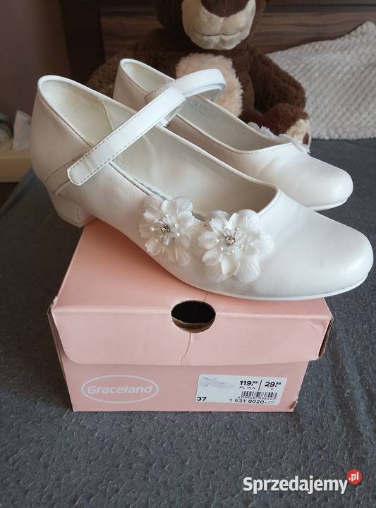 Buty do komunii białe z obcasem 37 Jasło