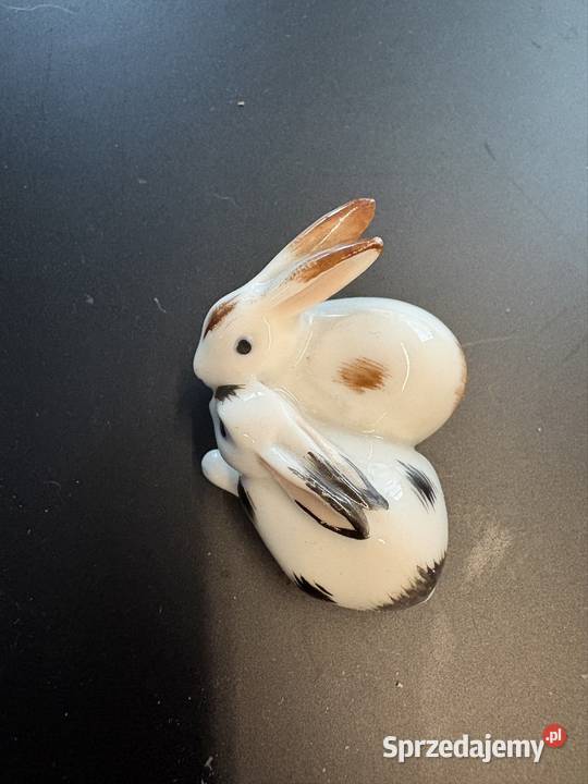 Stara figurka ZAJĄCZKI Metzler Ortloff Niemcy Porcelana i szkło