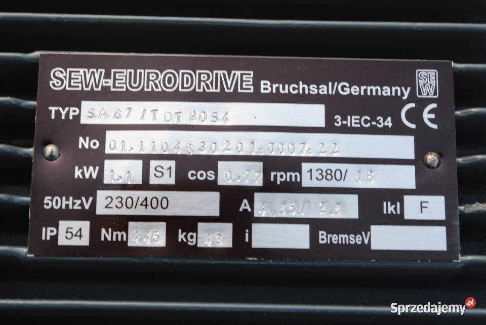 Motoreduktor kątowy 11kw 16obrmin firmy SEW