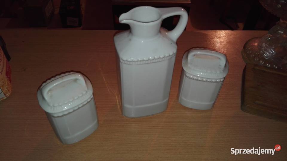 Zabytkowe pojemniki około 100 letnie z porcelany biały Wałbrzych