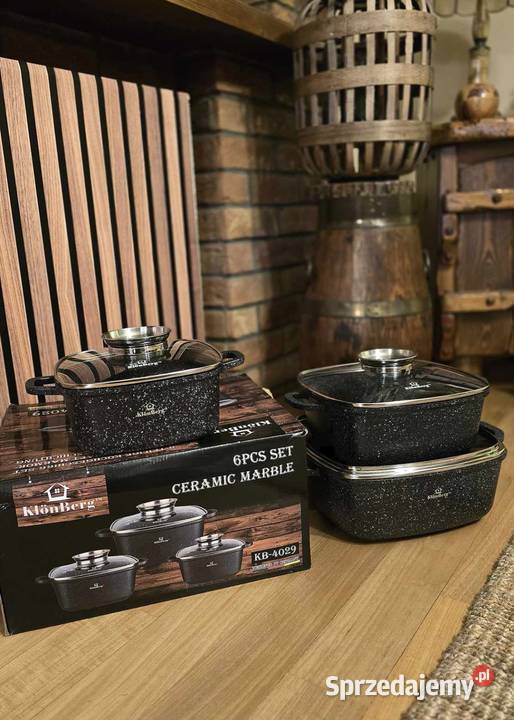 Garnki brytfanki marmurowe