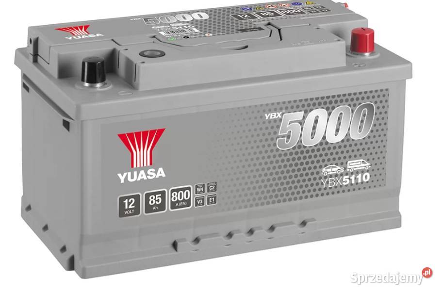 Akumulator Yuasa Silver 12V 85Ah 800A Prawy Plus osobowe Części samochodowe Pruszków