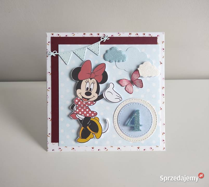 Kartka urodzinowa ręcznie robiona Myszka Minnie łódzkie Łódź