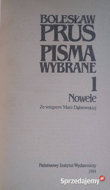Pisma Wybrane Nowele Bolesław Prus Gdańsk
