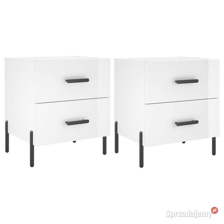 Szafki nocne 2 białe wysoki połysk 40x35x475 Warszawa