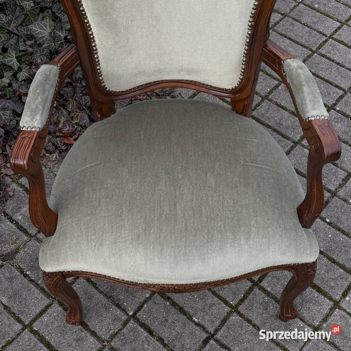 ARTexpert Wygodny Pałacowy fotel Ludwik welur