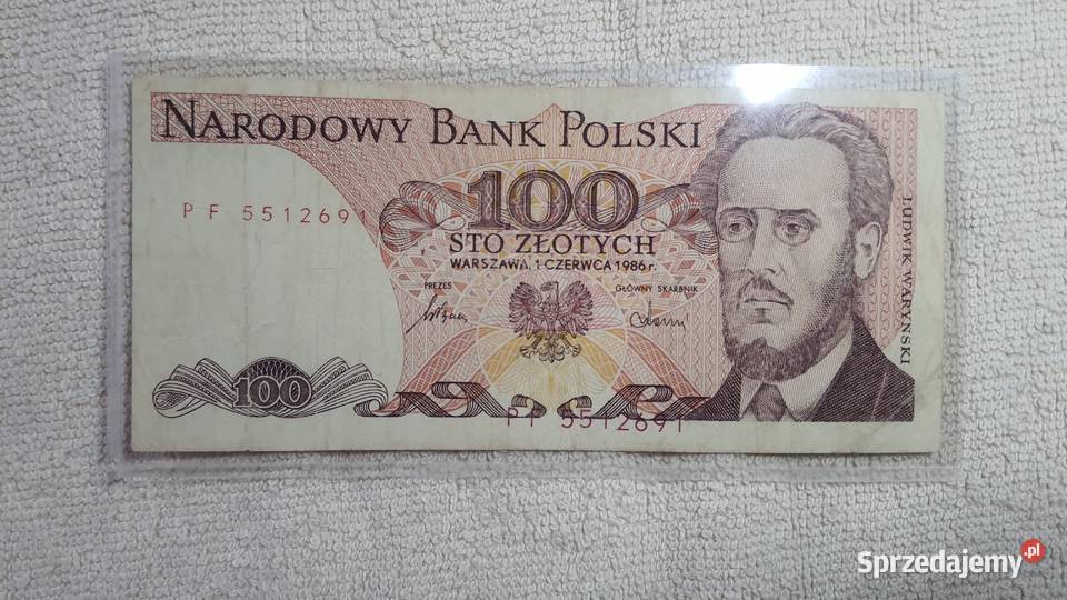 100 Złotych 1986 PF błędodruk