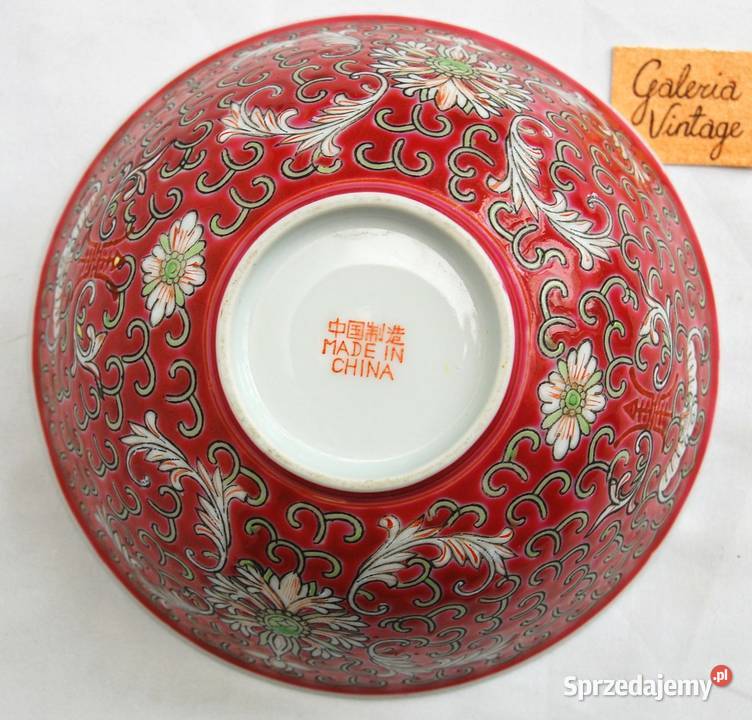 Chińska miska burgundowa ręcznie malowana wielokolorowy lubelskie Lublin
