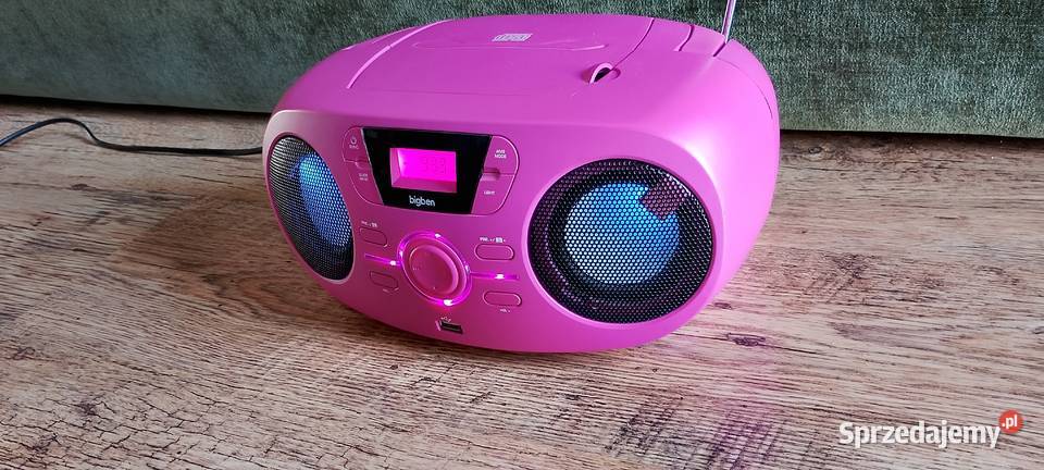 Tytuł Różowy Boombox Bigben CDMP3USB Imprezowy Radioodtwarzacze Wąbrzeźno sprzedam
