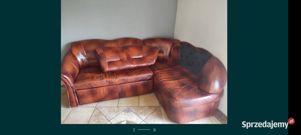 Komoda narożna witryna kanapa narożna skórzana