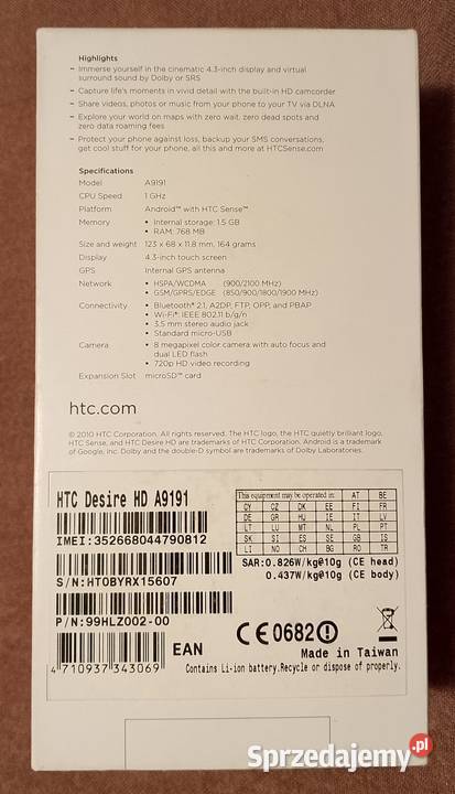 Telefon HTC Desire HD Katowice sprzedam