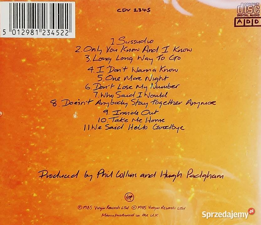 Wspaniały Album CD Phil Collins No Jacket Płyty i kasety Gdynia