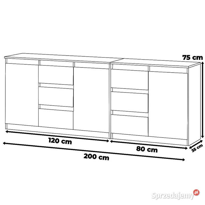 Komoda Młodzieżowa Nowoczesna 6 Szuflad 200 Duża 200cm Elbląg
