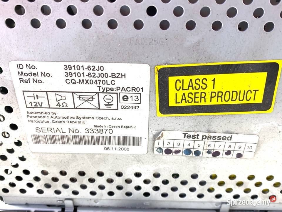 RADIO SUZUKI SWIFT III 3910162J00 ODTWARZACZ