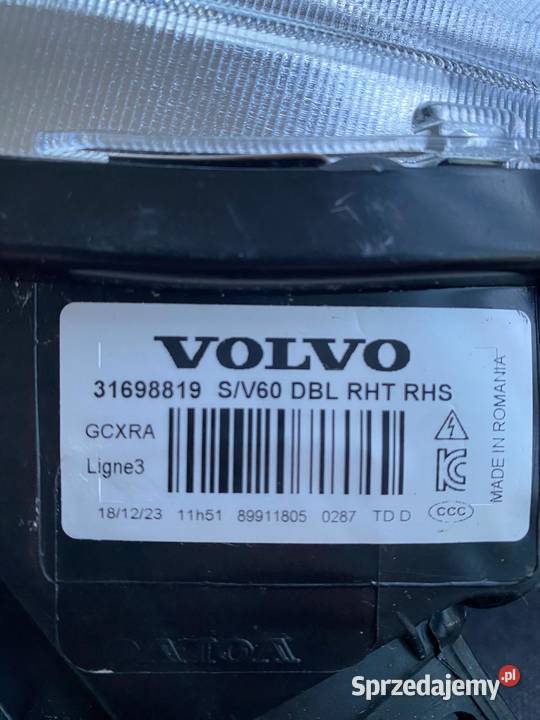 VOLVO S60 V60 LIFT REFLEKTOR LAMPA PRZÓD BIXENON Lampy przednie