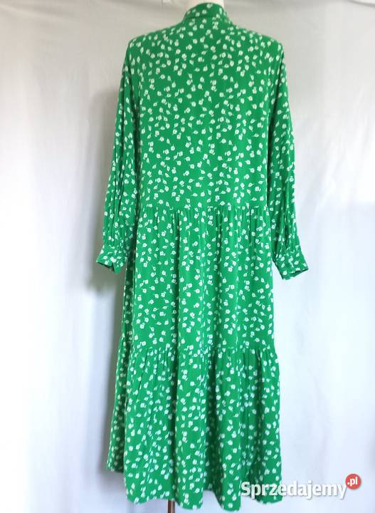 Sukienka długie rękawy Zielona r 38 HM wiskoza Białystok