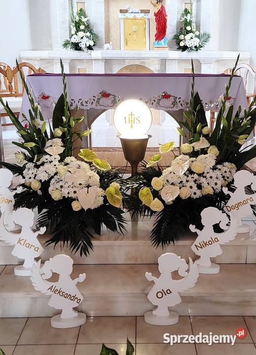 Aniołek z sercem imię dekoracja Pierwsza Komunia Sztukateria, dekoracja sufitu Dobrzyca