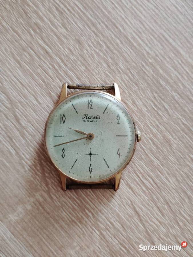 Vintage WATCH 16 jew Mens Raketa 24656 Gold Bełchatów