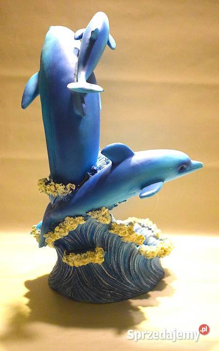 Delfiny duża figurka z żywicy wysokość 31 plus Chełmno