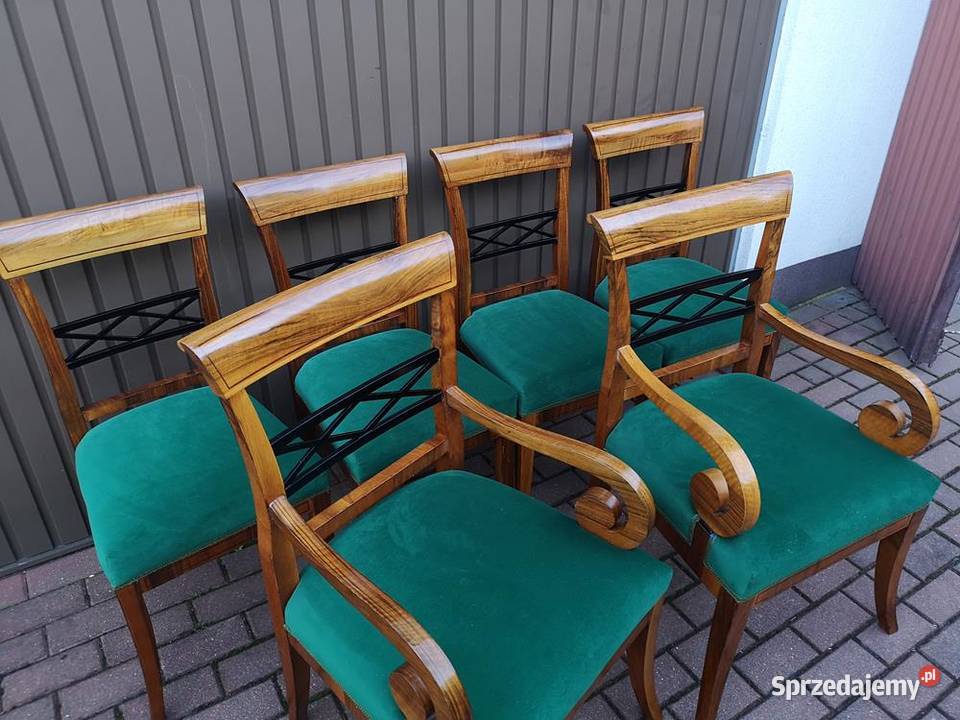 KrzesłaFotele Komplet Biedermeier Orzech Stare Swarzędz