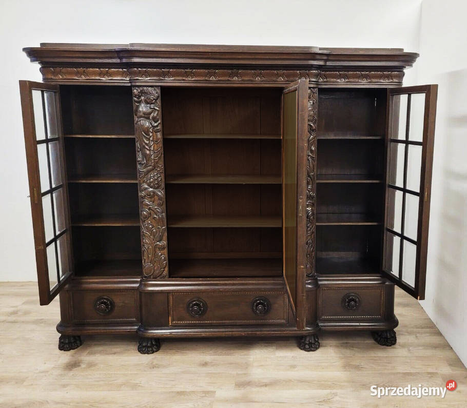 Wspaniała gabinetowa biblioteka dębowa z 1925 Wrocław