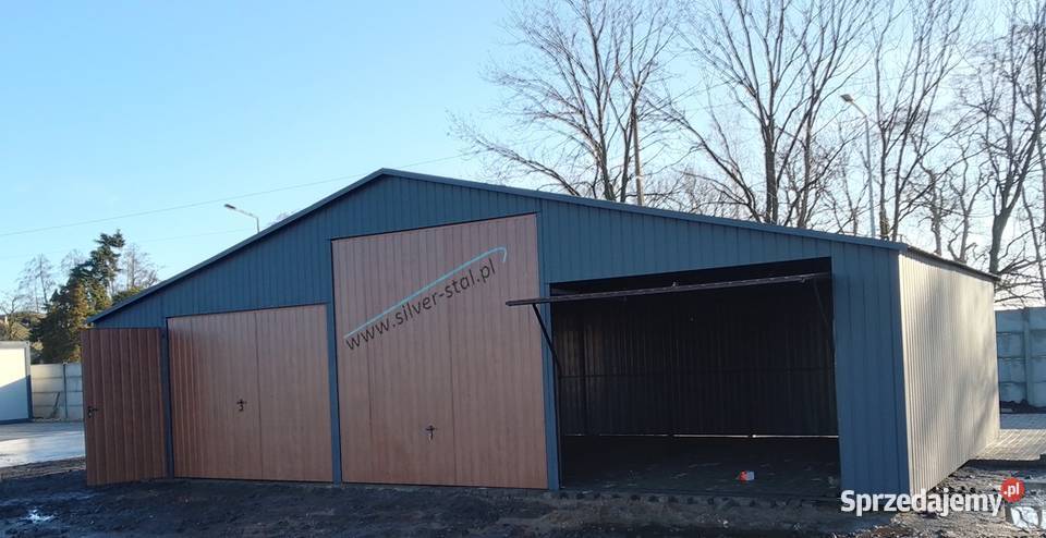Garaż blaszany 11x6m z bramą uchylną i wiatką Wyszków