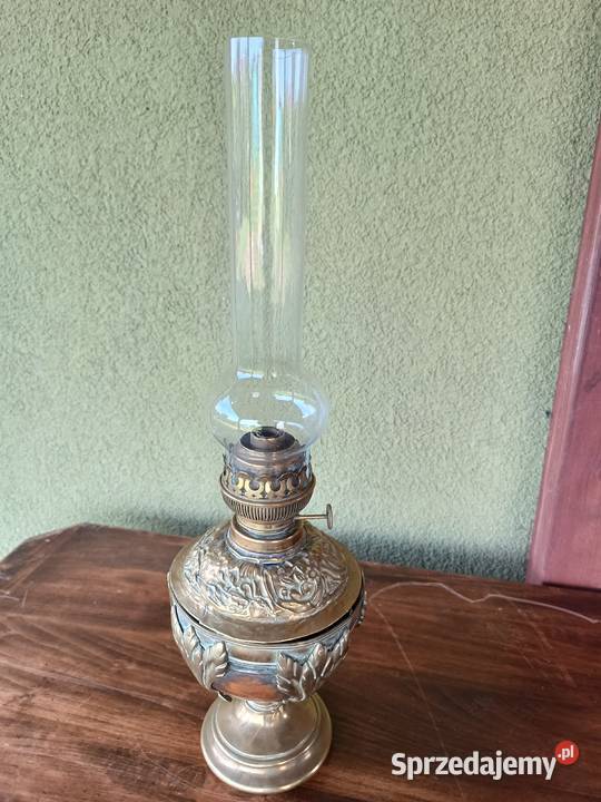 Stara mosiężna lampa naftowa Francja Antyki, Sztuka, Kolekcje Budzyń sprzedam