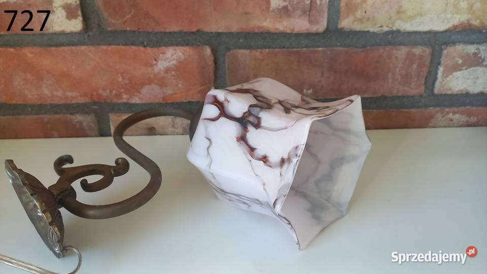 Kinkiet metalowy ścienny Art Deco ze szklanym Oświetlenie Gawroniec sprzedam