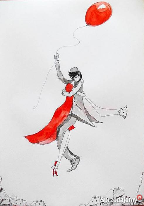 Akwarela i piórko zakochani artystki ALaube Katowice