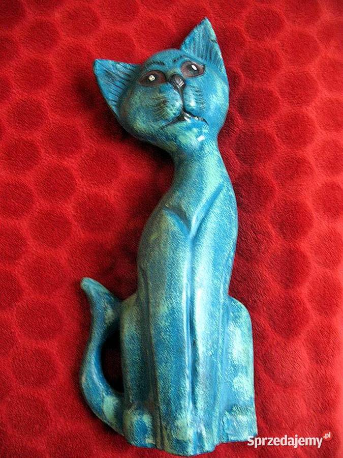 KOT Drewno Stara Figurka rzeźba 31 x 12 x 6 Siedlce