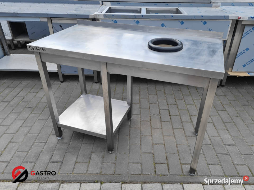 Stół gastronomiczny z półką i otworem na odpadki sprzedam