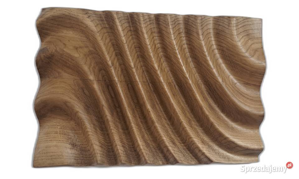 Płaskorzeźba dębowa live edge fale 3D olejowana