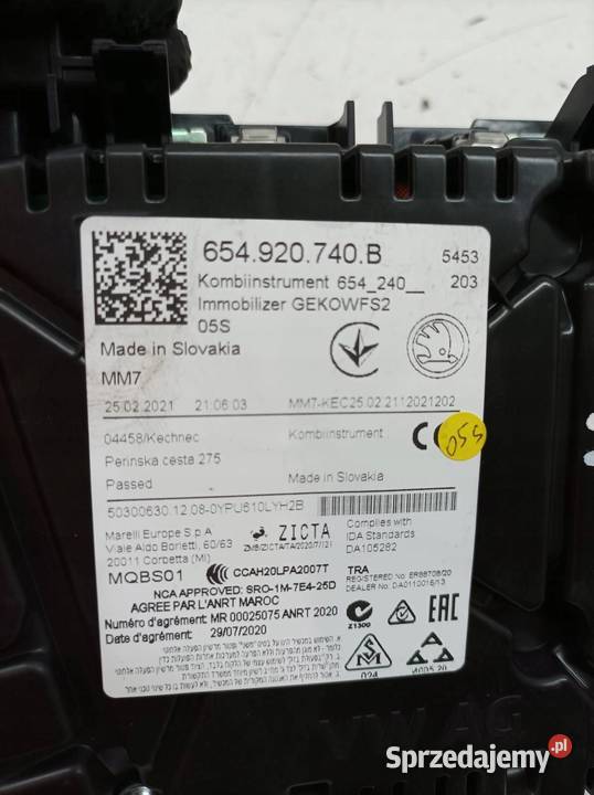 LICZNIK 654920740B 10 B 110 Skoda Scala I 2019