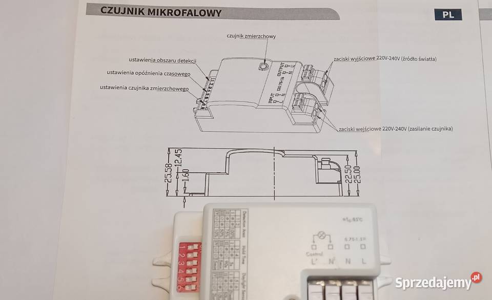 Czujnik mikrofalowy do włączania oświetlenia Gdańsk sprzedam