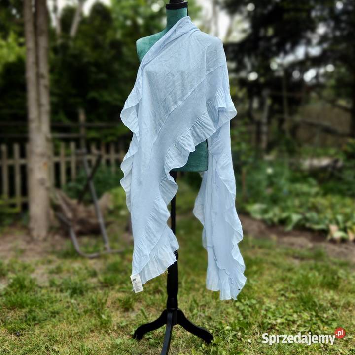 Długi niebieski szal HM błękitny szalik chusta