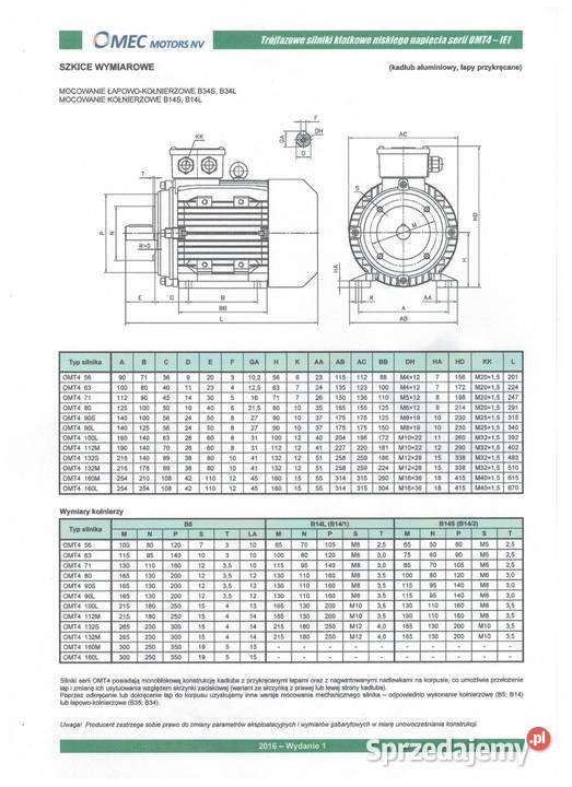 Silnik elektryczny 15 kW 1500 obr OMT4 90L4 B14 Sklep sprzedam