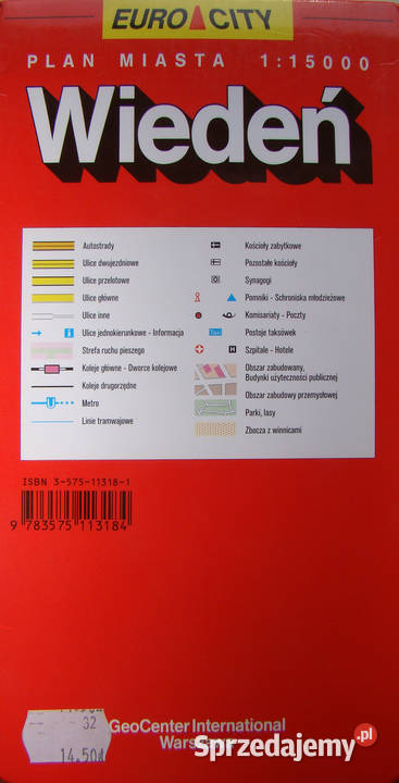 WIEDEŃ Plan miasta Skala 115 000 1998 Limanowa