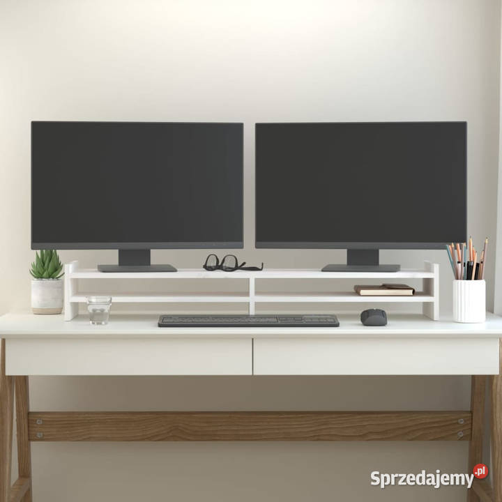 Podstawka na monitor biała 100x27x15 lite drewno Warszawa