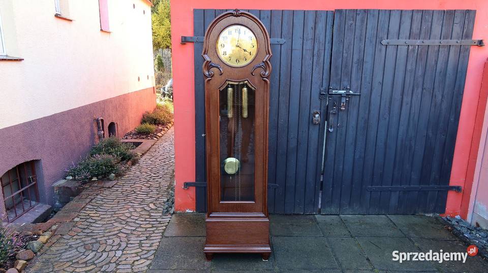 Piękny Stojący Dębowy Zegar Baba Firmy Fms Ziębice