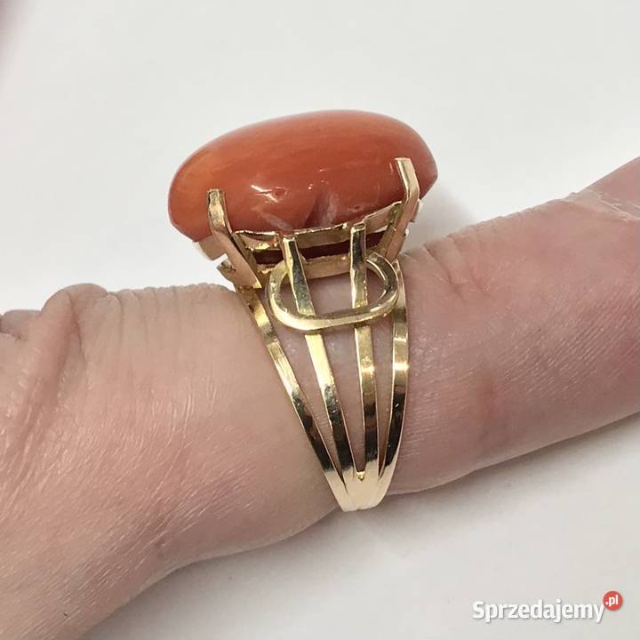 Złoty PIERŚCIONEK z KORALEM 750 18K egipski Warszawa