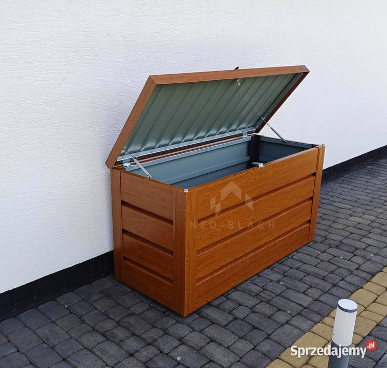 Skrzynia ogrodowa metalowa kufer 150x60x70 złoty Sanok