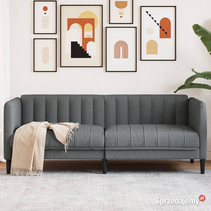 Sofa 2osobowa ciemnoszara tapicerowana tkaniną Warszawa