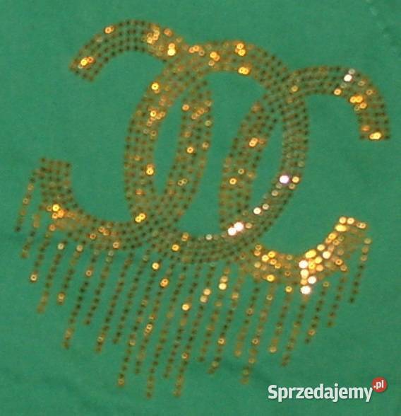 NOWE zielone spodnie gnieciuch złote literki CC Rawicz