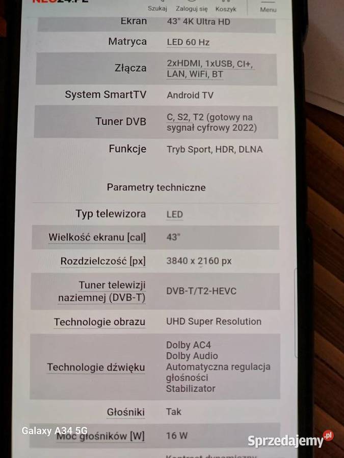 Sprzedam TV 43 cale Warszawa sprzedam