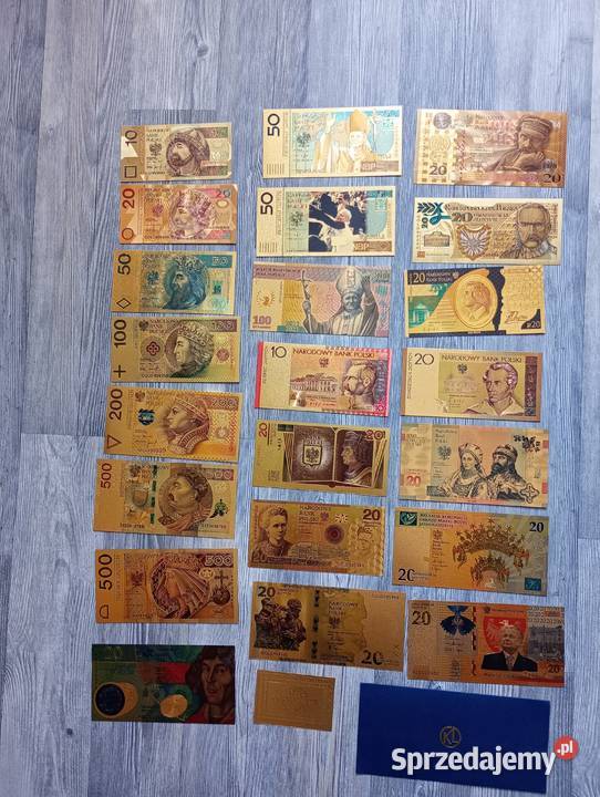 banknot banknoty pozłacane zestaw 22 Piłsudski podkarpackie