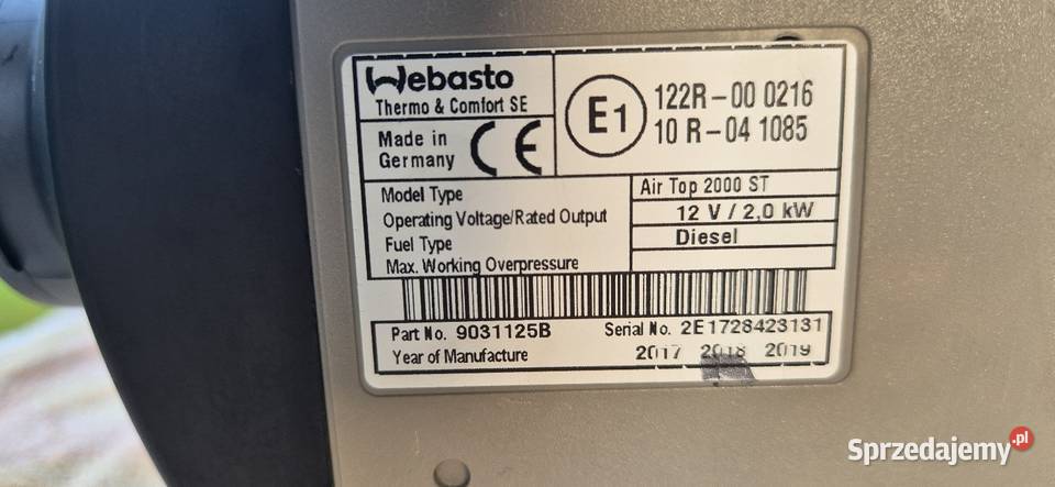 Webasto Airtop air top 2000stc 12V nowe dostawcze