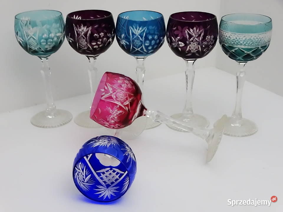 Kieliszki kryształowe kolorowe zestaw 7 sztuk Biłgoraj