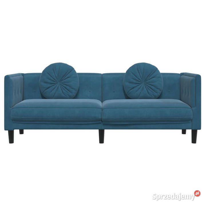Sofa 3osobowa z poduszkami niebieska aksamit mazowieckie Warszawa